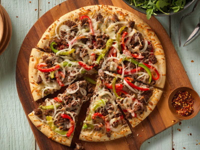 Finished image of Beef, Onion and Pepper Pizza
